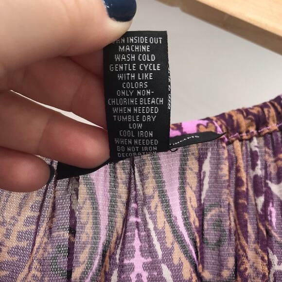 INC International Concepts Top Womens Medium Beaded Purple Paisley Semi Sheer - Picture 6 of 11